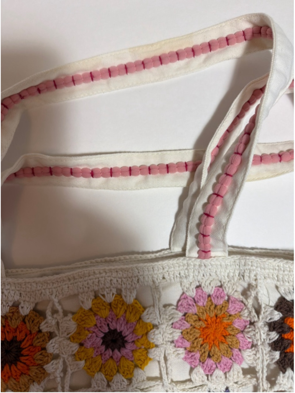 Crochet Granny Square Tote Cottagecore Boho Festival Hippie Retro Vintage Style - Picture 3 of 10